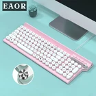 EAOR 102-клавишная USB-проводная клавиатура Ультратонкая беззвучная водонепроницаемая клавиатура с подставкой для телефона Ретро-игровая офисная клавиатура для портативных ПК