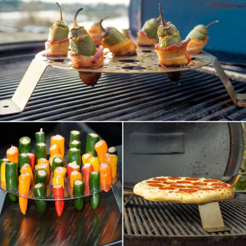 

Jalapeno Grill Rack Barbecue Chili Pepper Roasting Rack with Holes for Cooking Chili or Chicken Legs & Wings