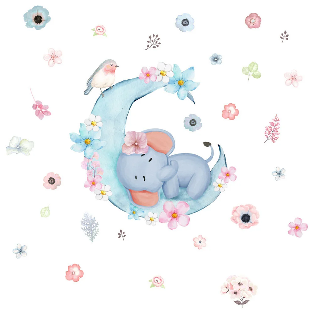 Детская Наклейка на стену с изображением слона Луне украшение дома фон для