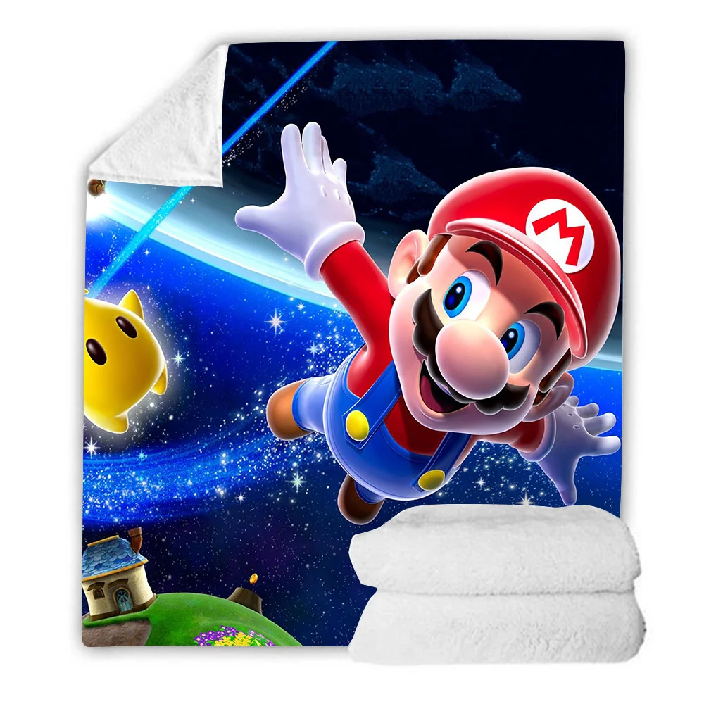 Manta de franela de Super Mary, manta doble con estampado de personaje de juego de Mario Brothers, funda para sof&aacute;, regalos de cumplea&ntilde;os-1