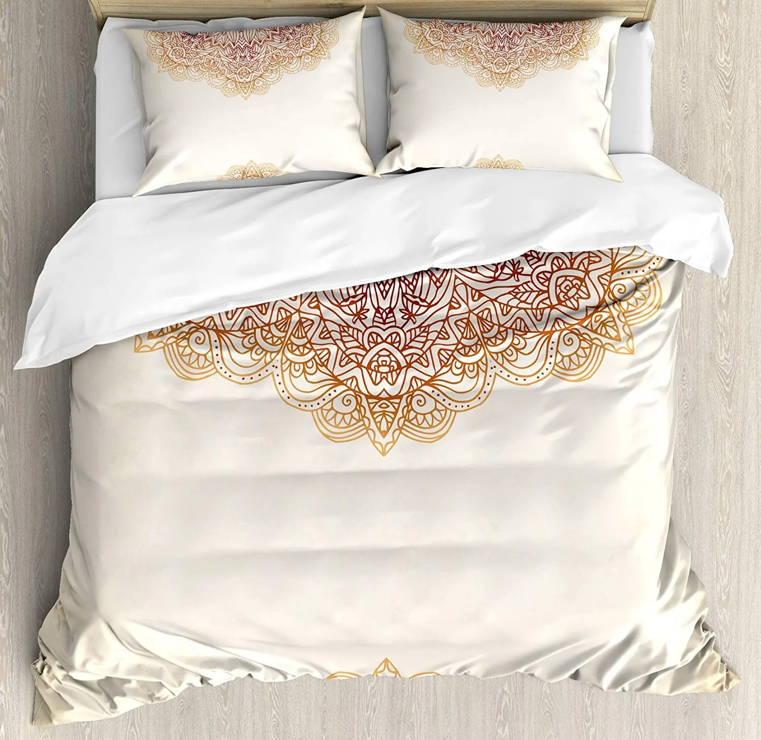 

Victorian Bedding Set Artistic Oriental Vintage Ornate Ethnic Henna Style Mandala Artwork Duvet Cover Pillowcase Bed Set