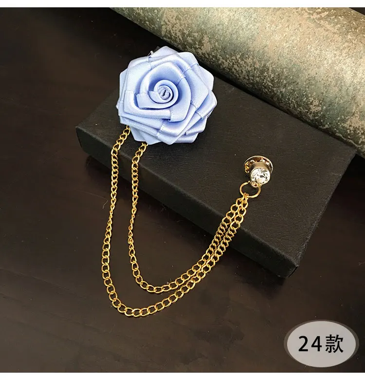24 I-Remiel новая Оригинальная полосатая булавка цветок розы Брошь с кисточкой Свадебный костюм, воротник рубашки аксессуары мужские броши подарки для гостей - Окраска металла: 24
