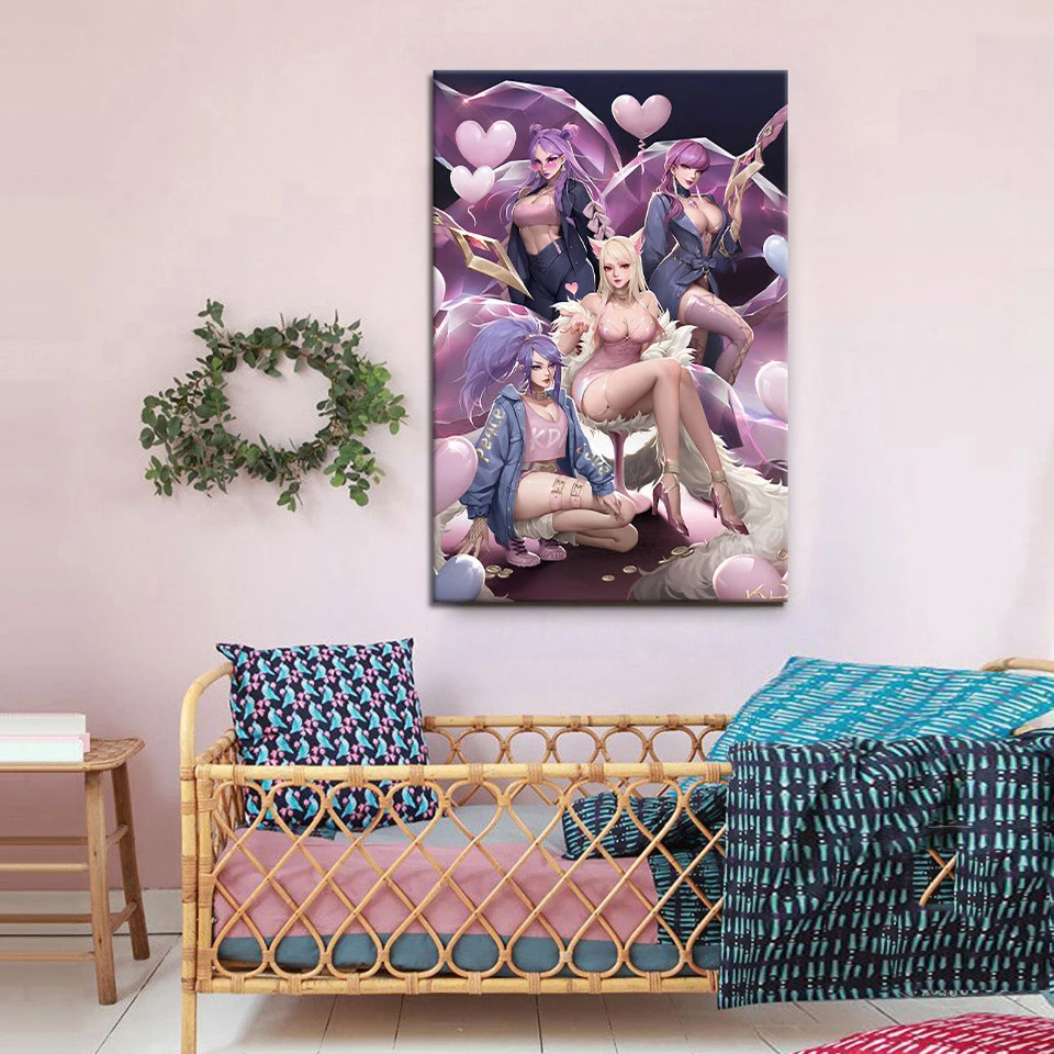 Игровая Лига плакат с легендами новейший постер кожей KDA для девочек