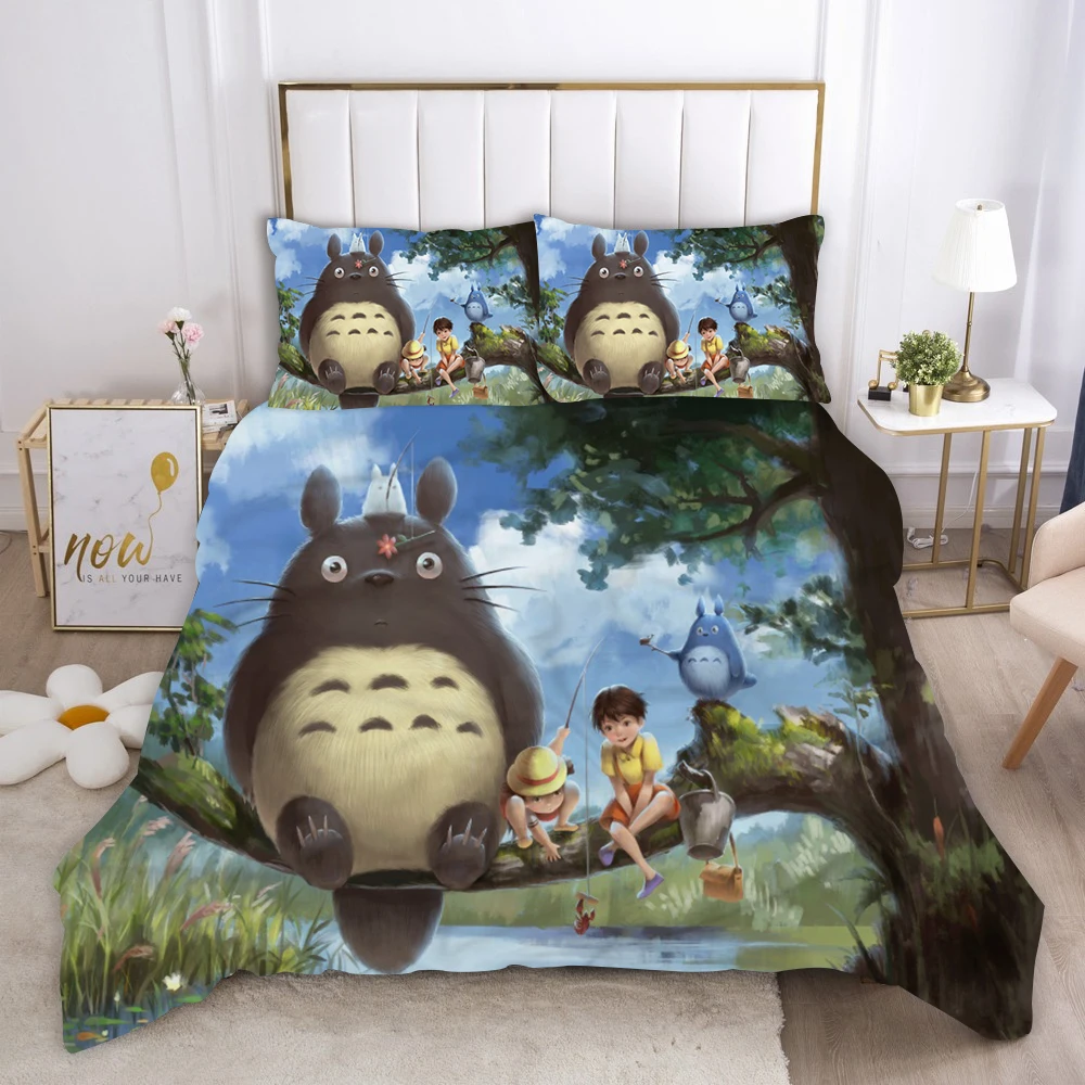 Комплект постельного белья с 3D Аниме Тоторо популярный мультяшный из льна