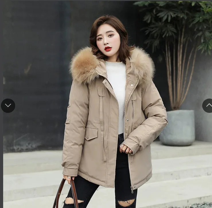 Женская зимняя короткая куртка с капюшоном из искусственного меха|Женские парки|