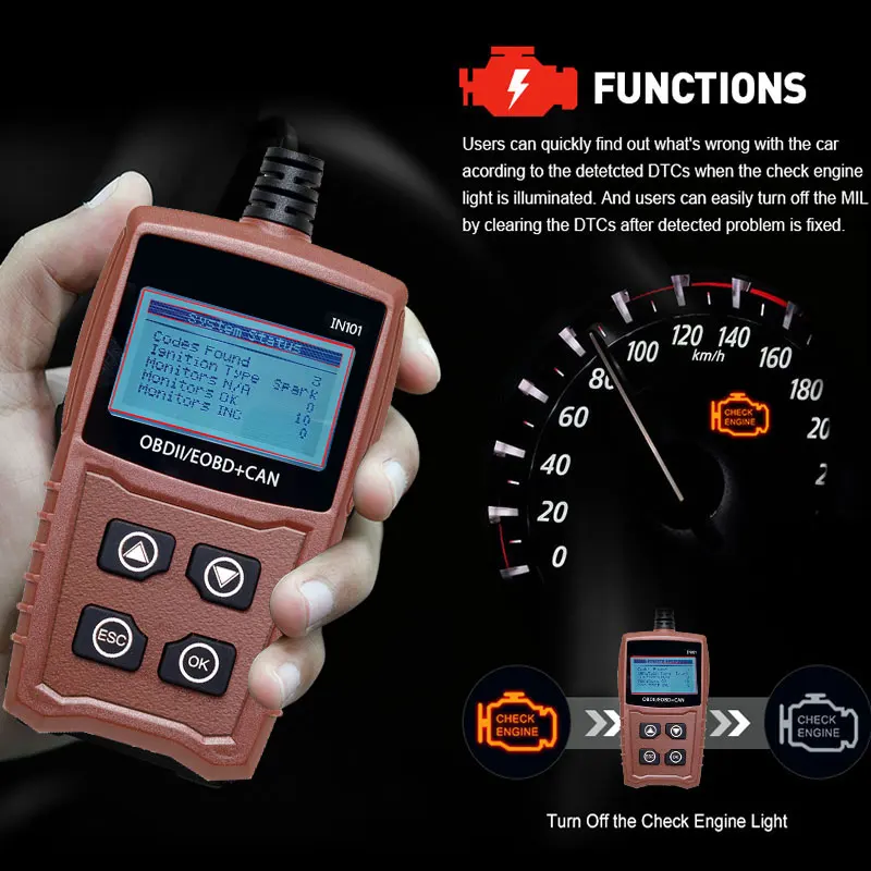 2022 Новый IN101 OBD2 автомобильный считыватель карт детектор аккумулятора кодов