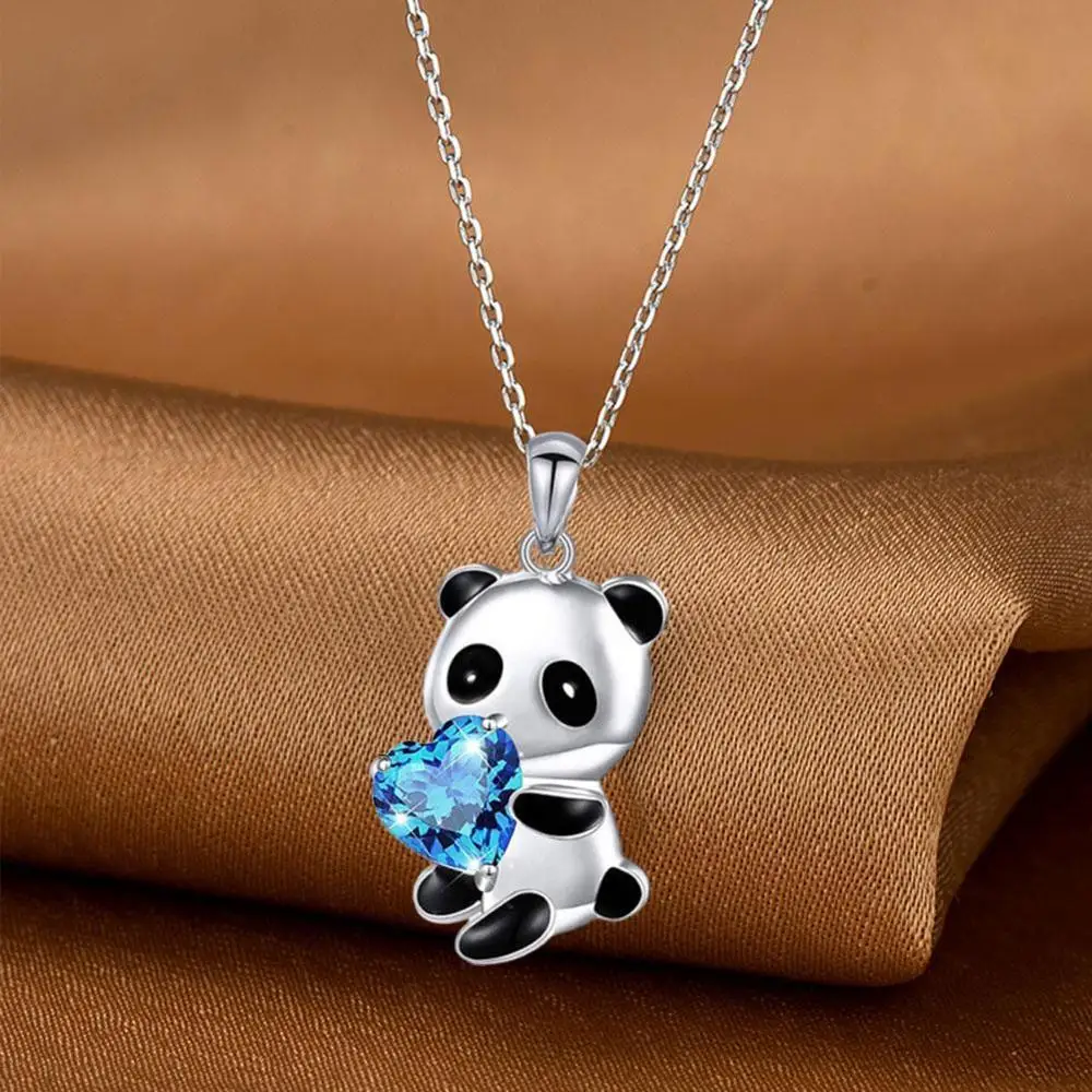 Ожерелье с пандой и медведем круглое циркониевое ожерелье в форме сердца для