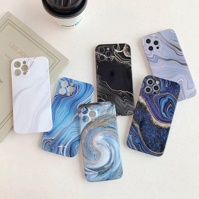 

NEW Glossy Marble Phone Case For iPhone 13 12 11 X XR XS Pro Max 7Plus 8Plus SE 2020 Hot Style Fashion Soft TPU Back Cover