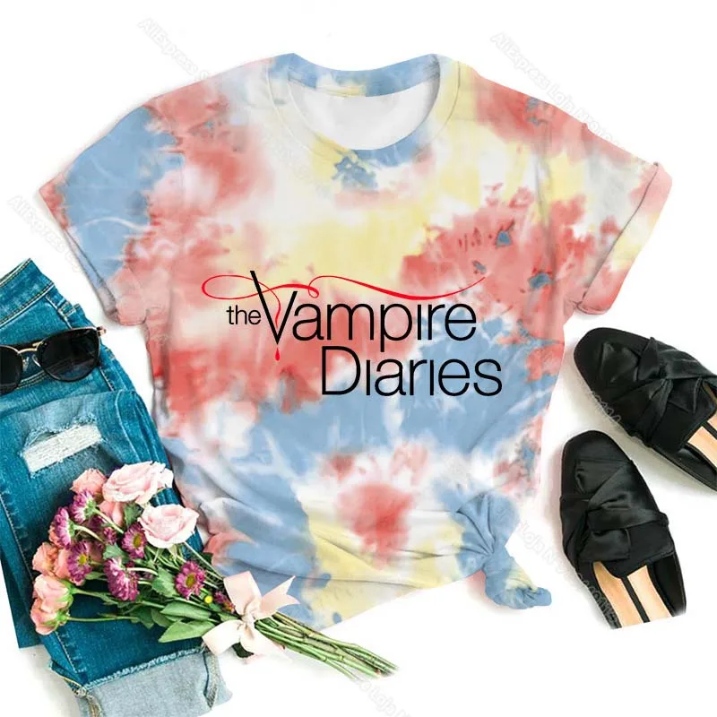 Camisetas de The Vampire Diaries para niña y mujer, camisetas coloridas con estampado 3D, Unisex, camisetas para mujer, camiseta manga corta