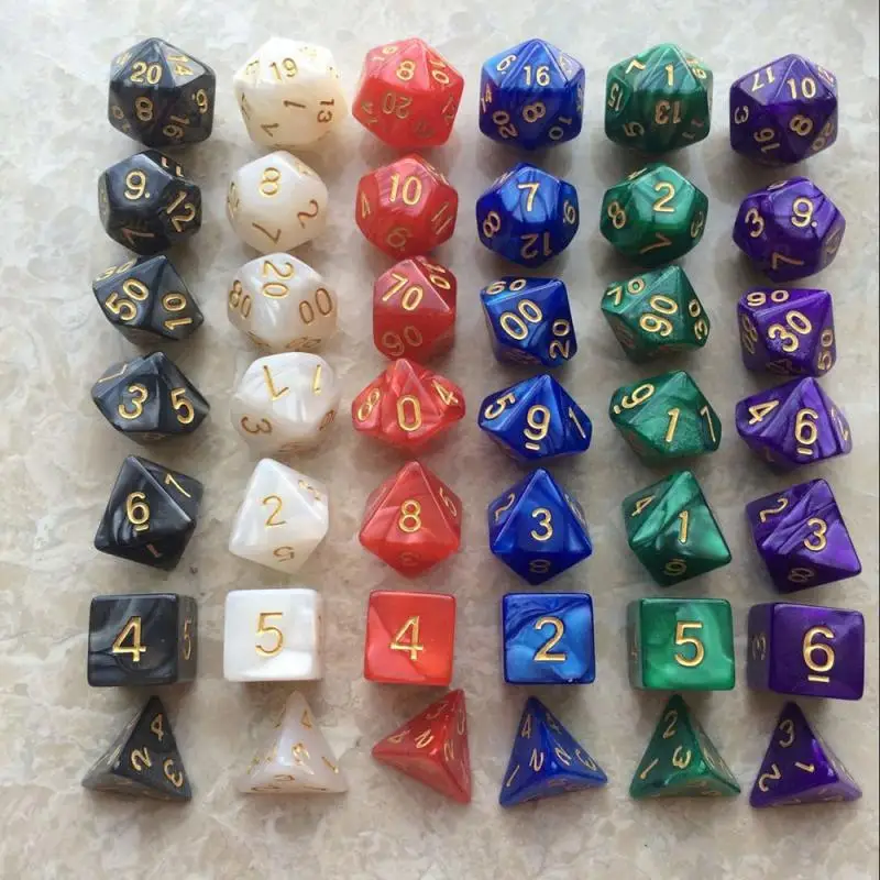 7 шт./компл. 6 цветов многогранные игральные кости для DnD MTG настольные игры TRPG