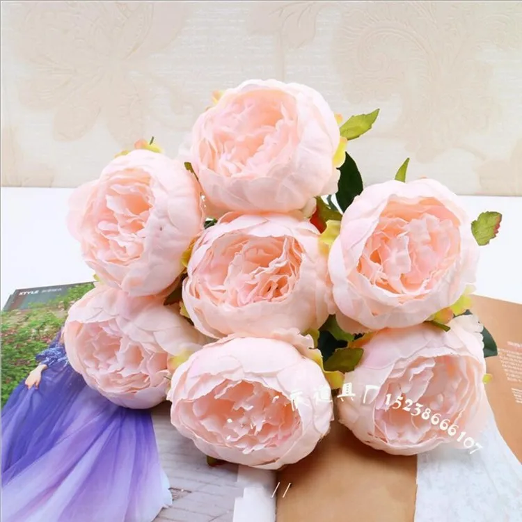 

New 7 head Peony Buds bouquet wedding bride Holding flower bridal hand hold flowers home decorative ornament 10pcs/lot