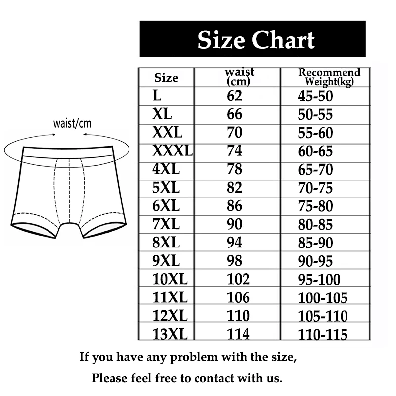 4Pcs 13XL plus size  Men Boxer Cotton Boxer Homme Boxer Shorts Mens Panties Men Underwer Panties Man Underwer Man Boxer comfort