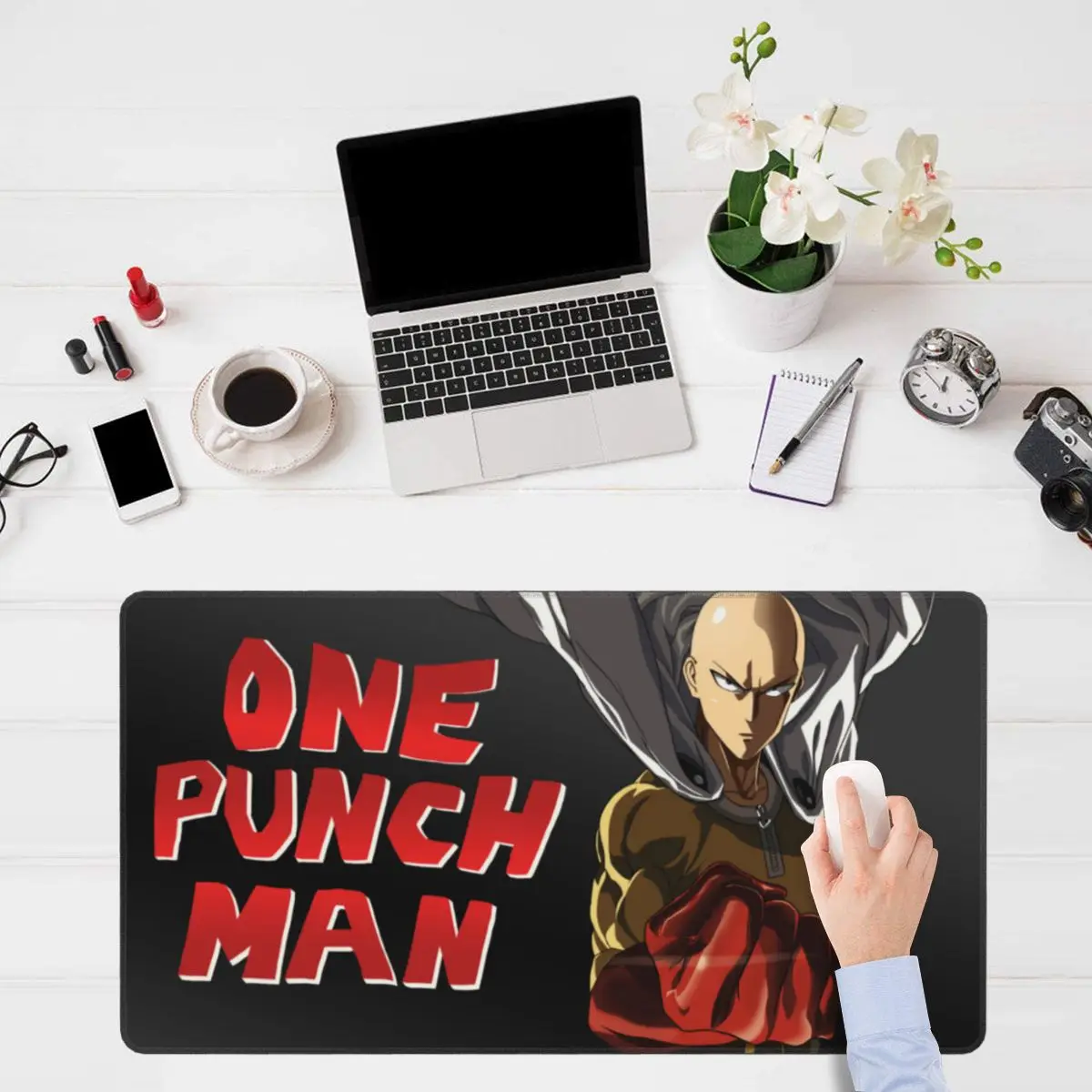 

Коврик для мыши с клавиатурой One Punch Man, резиновый нескользящий коврик для мыши, для игр, для геймеров, Сайтама