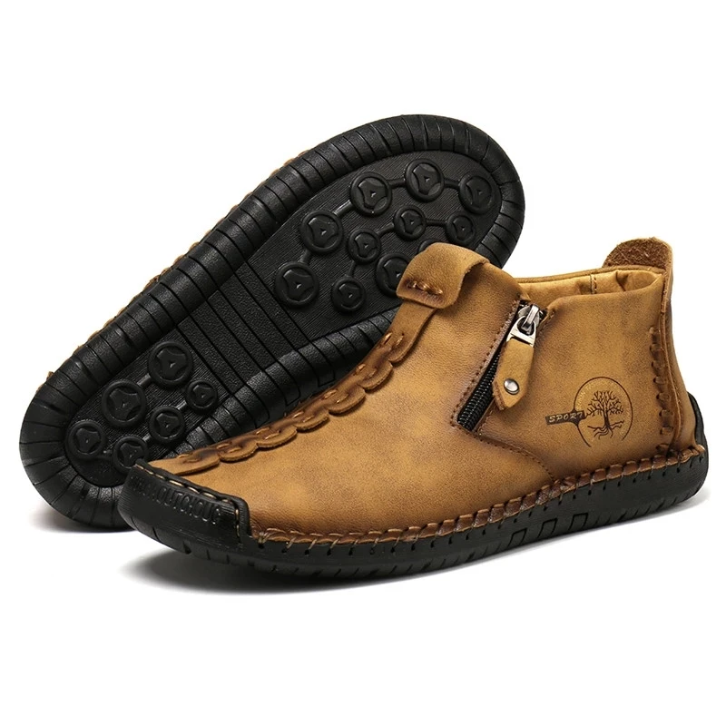 

Ngouxm Men's Winter Boots Thick Plush Classic Warm Snow Boots Leather Autumn Ankle Boots Outdoor Waterproof Men's Sneakers