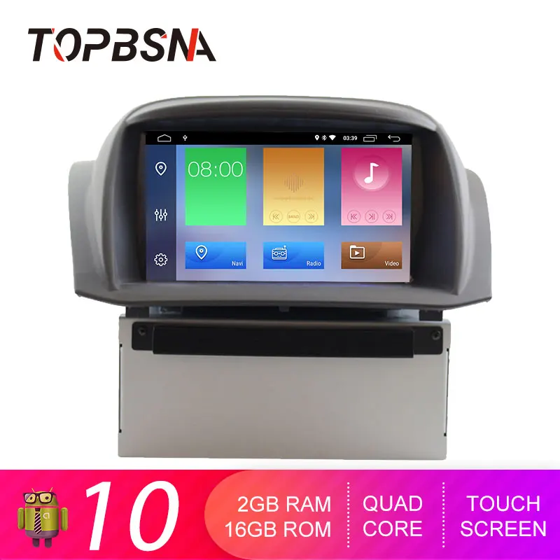 TOPBSNA 7 дюймов 2 Din Android 10 Автомобильный DVD плеер для Ford Fiesta GPS навигация 4 ядра радио