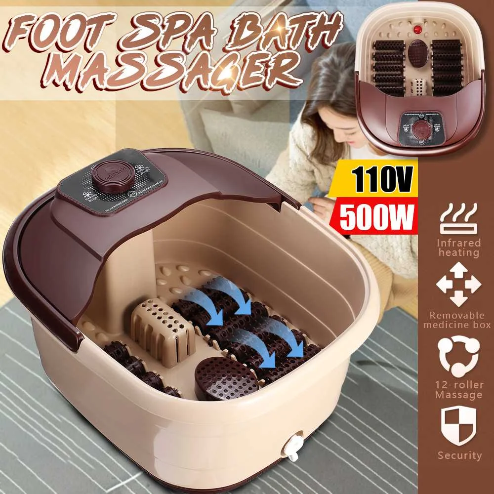 

7L Protable Foot Bath Artifact Footbath Household Electric Roller Massage Heating Foot Spa Bath Barrel With Automatic Foot Tub
