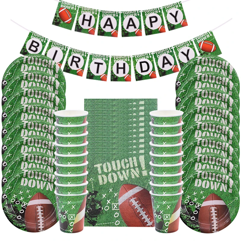 Регби тема вечерние украшения с днем рождения посуда бумажная тарелка салфетка