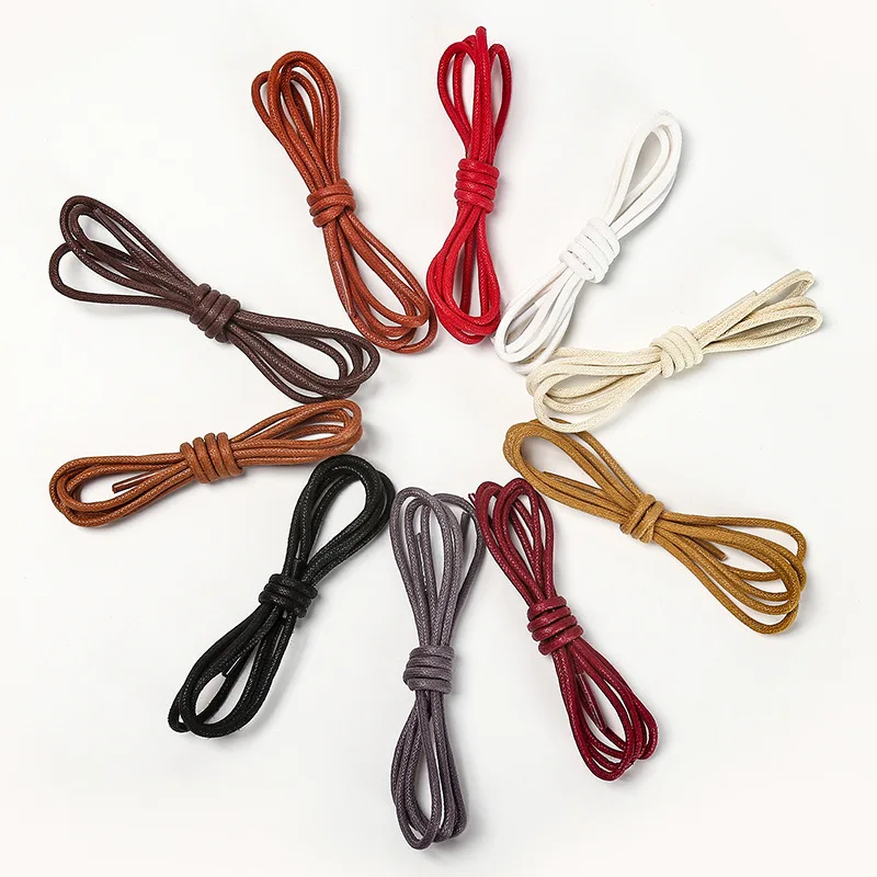 50 Pairs/Lot Leather Round Shoelaces Cotton Waxed Shoelaces Boot laces Waterproof Shoelace for Shoes Strings