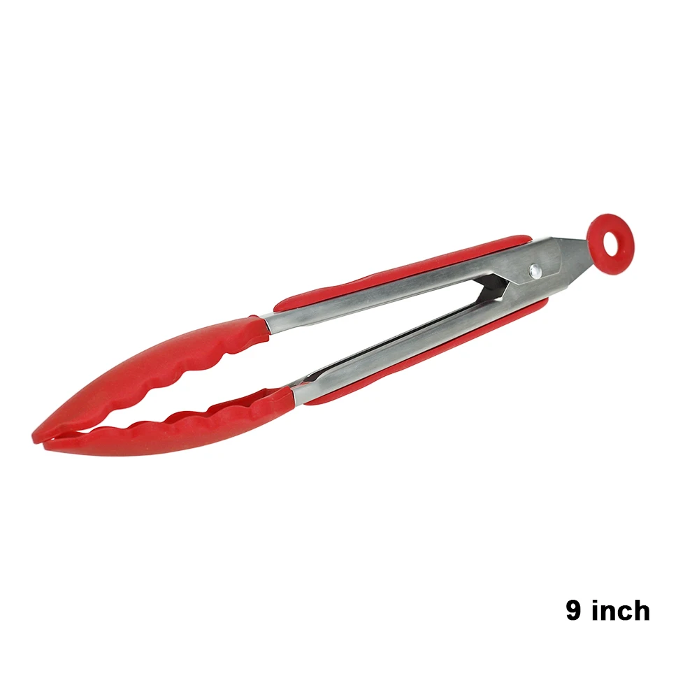 9 in Tongs 2 MOSEKO антипригарная силиконовая лопаточка термостойкая суповая ложка-кисточка щипцы специальная кухонная лопатка кухонные инструменты посуда - Цвет: 9 in Tongs 2