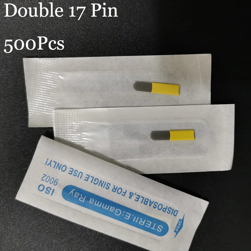 

500pcs 17Pin Microblading Shading Blades U Shape Tattoo Needles DOUBLE ROW Microblading Needles Flat Needle For Fog Brow