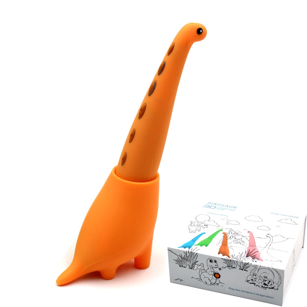 Orange standard set lihuachen 3D Pen for Kids Dinosaur STEM Toys 3D Printing Pen Mini Printer Drawing Painting Art Set with 2 Speeds Safe Sleep Mode - Цвет: Orange standard set