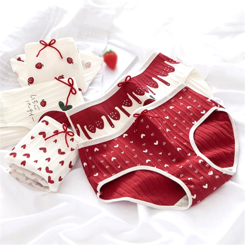 

Love Strawberry Panties Big Red Girls Panties Cotton Crotch Low Waist Briefs Ladies Panties Cotton Women Girls Panties