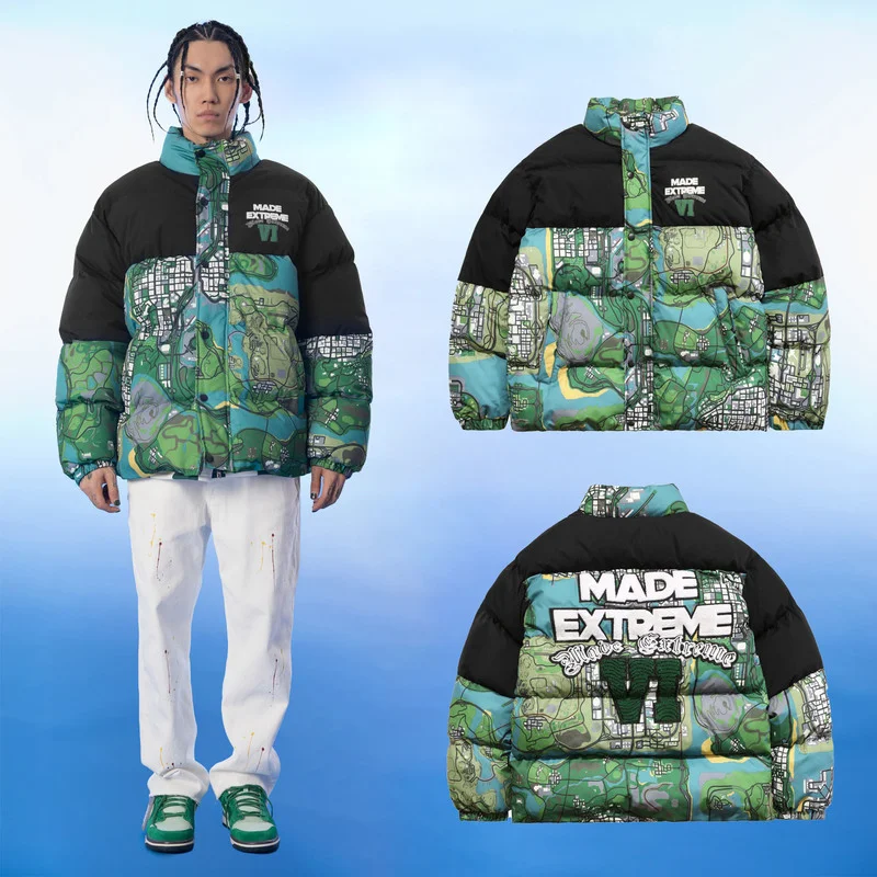

Парка в стиле хип-хоп для мужчин; Зимняя утепленная стеганая верхняя одежда в стиле пэчворк; Винтажная уличная куртка для пар