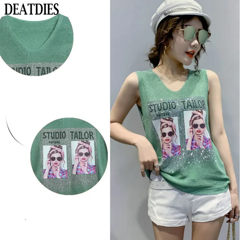 

New Funny Casual White T shirt Women Tops Summer Sleeveless Vintage Tshirt Plus Size Women Clothes Black Fashion Tee 2020