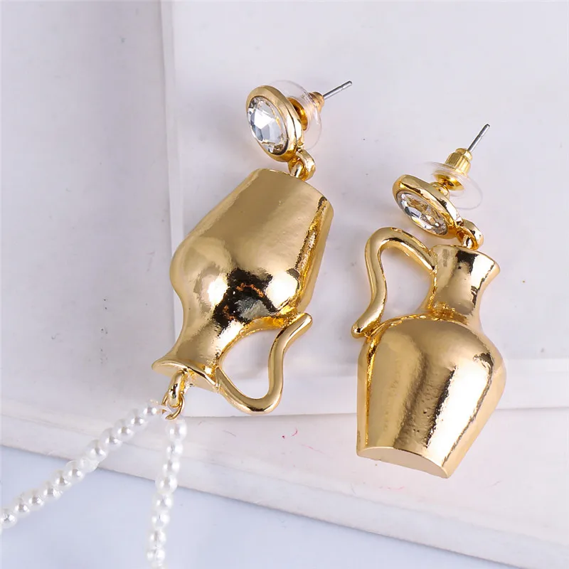 

Long Dangle Earrings for Women 2021 Fashion Acrylic Crystal Simulated Pearl Tassel Drop Earring Vintage Charm Brincos Jewelry