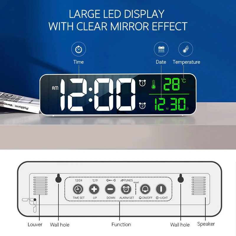Электронный цифровой музыкальный будильник измерение температуры даты
