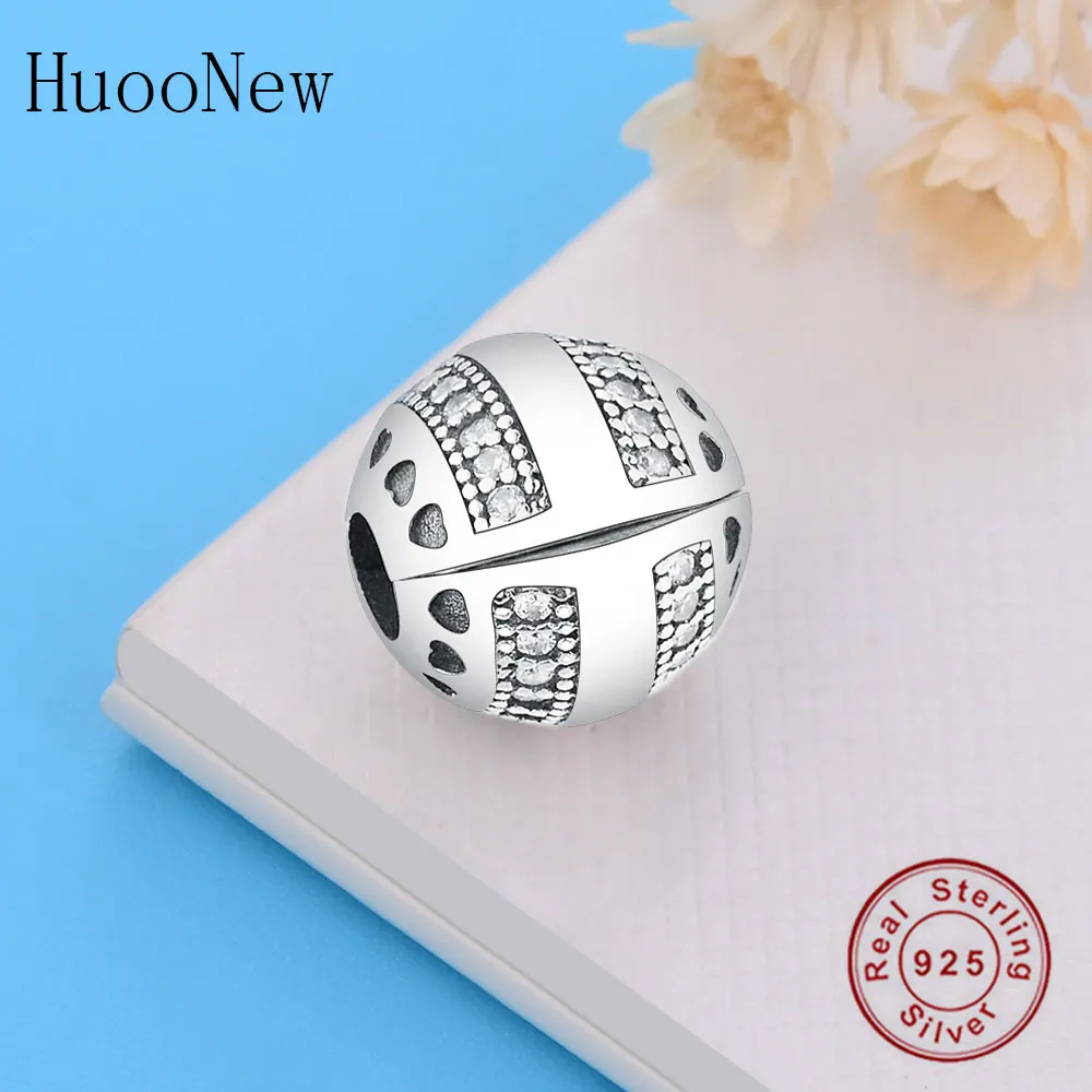 Браслет из стерлингового серебра 925 пробы с прозрачным цирконием в форме сердца и