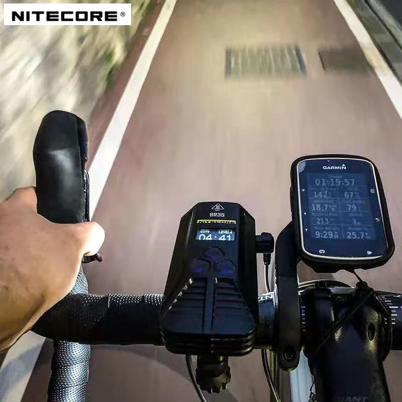 Цена Велосипедный фсветильник NITECORE BR35, мощный перезаряжаемый велосипедный светильник с двумя дистанционными лучами и встроенным аккумулятором...