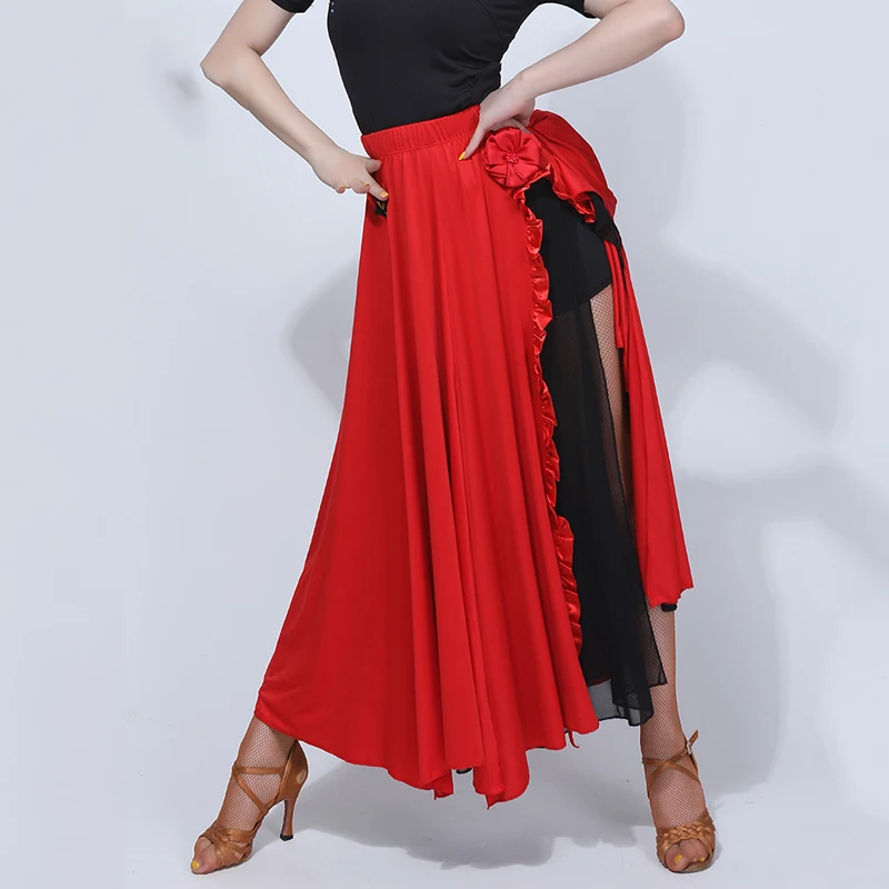 Latin Dance Skirt Professional Red Practice Clothes Adult Female New Bullfighting Flamengo Costumes VDB971 | Тематическая одежда и