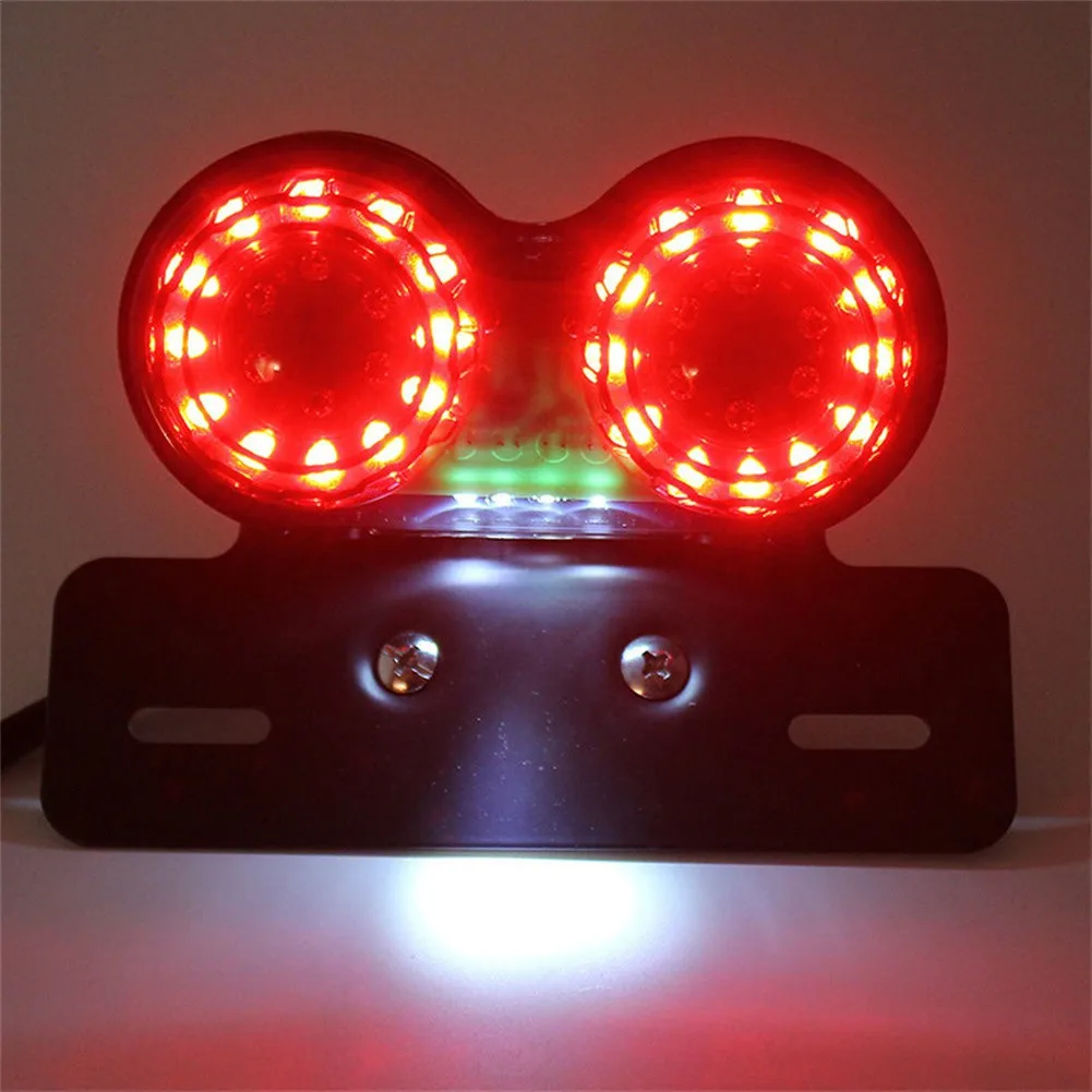 1pc Motorcycle LED Dual Twin Brake Tail Turn Signal License Plate Integrated Light Indicator For ATVs Dirt Bike Custom Chopper |