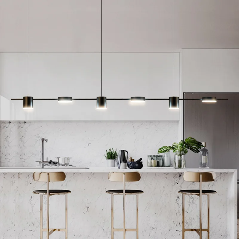 

Modern minimalist restaurant pendant lamp strip minimalist bar table dining room creative long shape pendant lights AC 90-260V