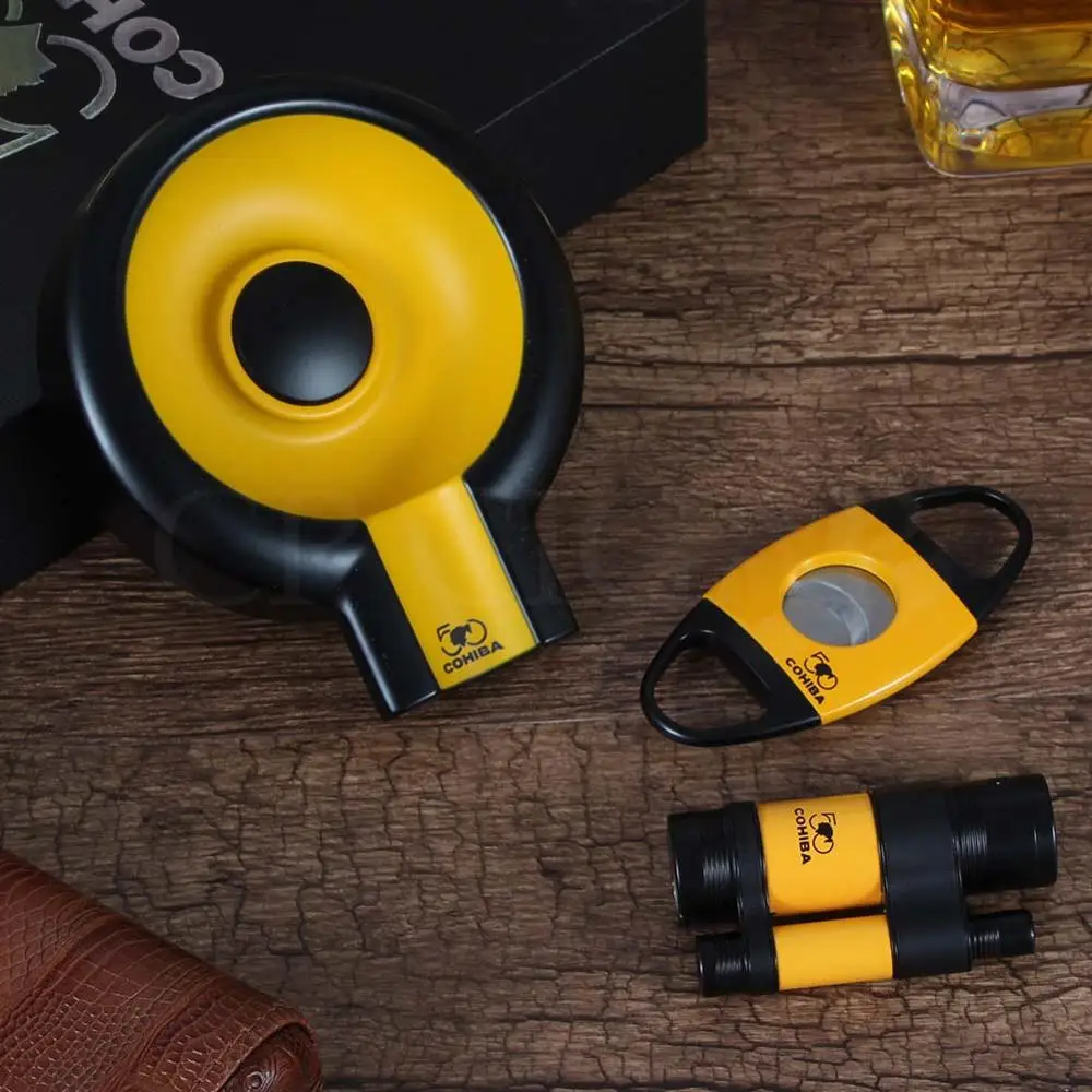 COHIBA сигарный набор ветрозащитный 3 струйный фонарь Зажигалка Карманный