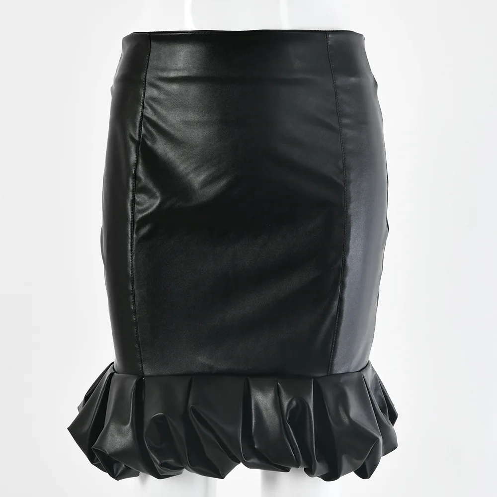 

Sexy PU Skirts Women Fashion Faux Leather Bud Skirts Pleated Ladies Sexy Party Short Skirts