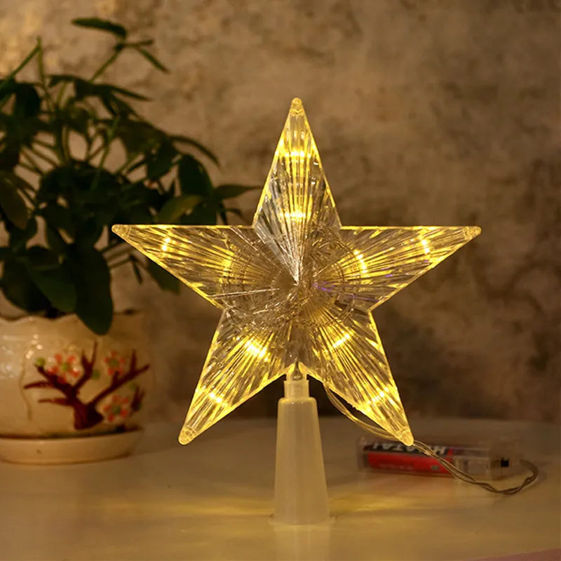 

New Year 2022 Christmas Decoration Night Light Christmas Tree Top Lights String Five-pointed Star Christmas Lights Navidad 2021