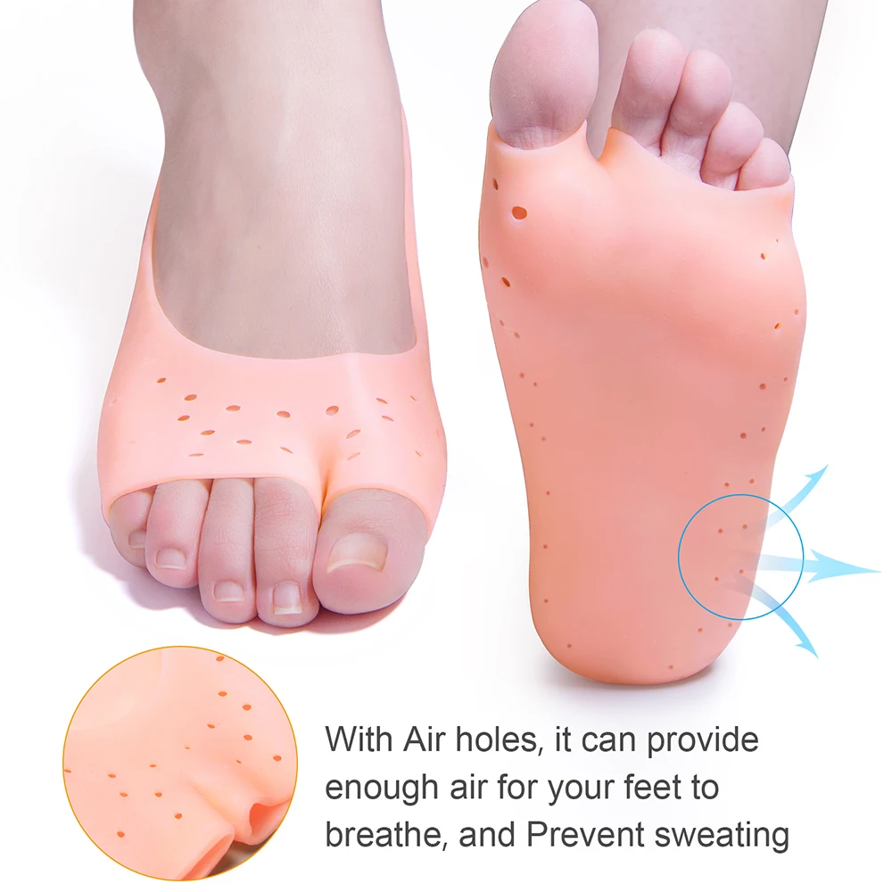 

2pcs Soft Silicone Moisturizing Gel Socks For Foot Care Protector Relieve Dry Cracked Peeling Heels Shoes Insole Pedicure