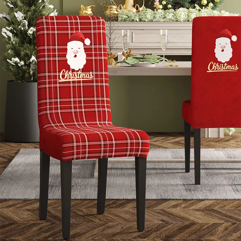 

Straight back Xmas Chair Cover For Dining room Banquet Hotel Chair Covers Stretch Spandex Stool Cover Chritmas Deco