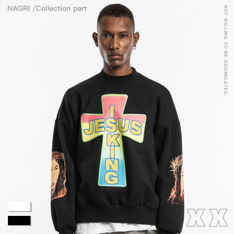 

20S Jesus Is King Hoodie Men Women oversize High Quality cross printed Jesus Is King Sweatshirts loose Jesus Is King Pullover