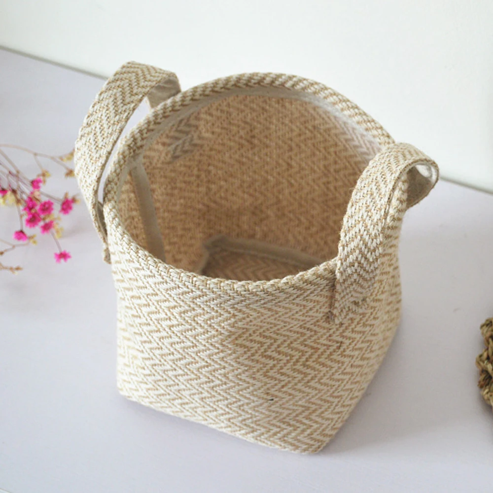 Плетеная корзина из джутовой ткани для хранения цветов ротанга держатель