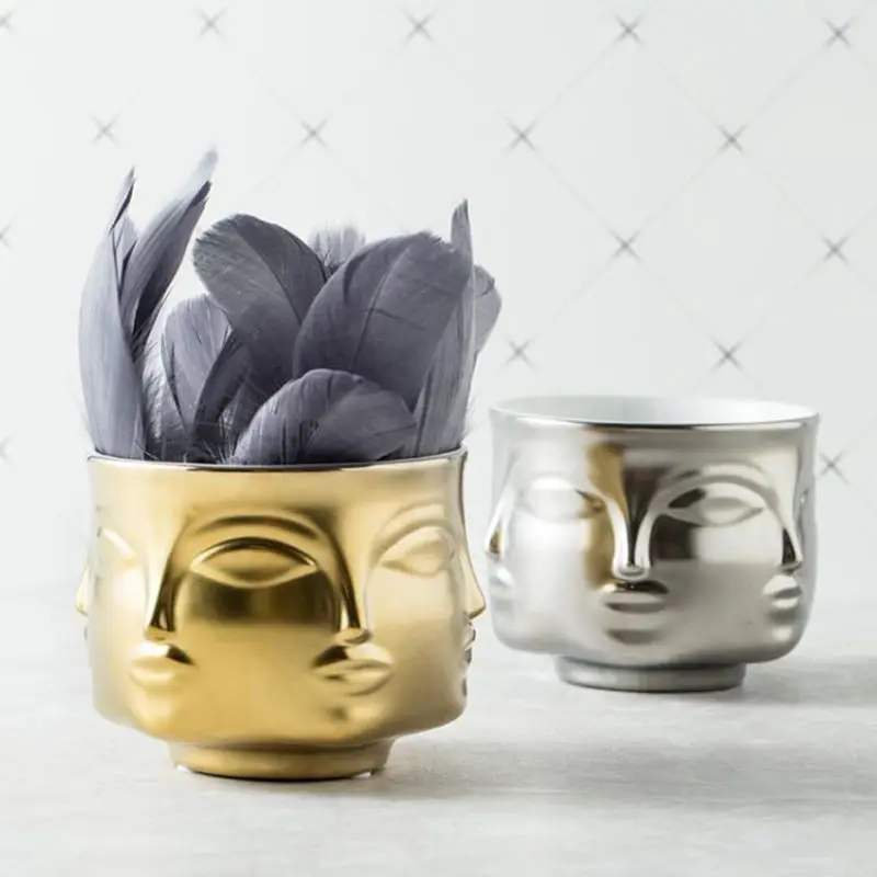 

Ceramic Flower Pot Flowerpot Plants Holder Vase Human Face Abstract Home Decoration Indoor Decor Creative Nordic Style Ins LX9C