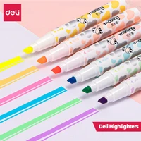 deli markers 6pcs set colors quality cute highlighters pen with oil for student watercolor pens drawing markers school supplies