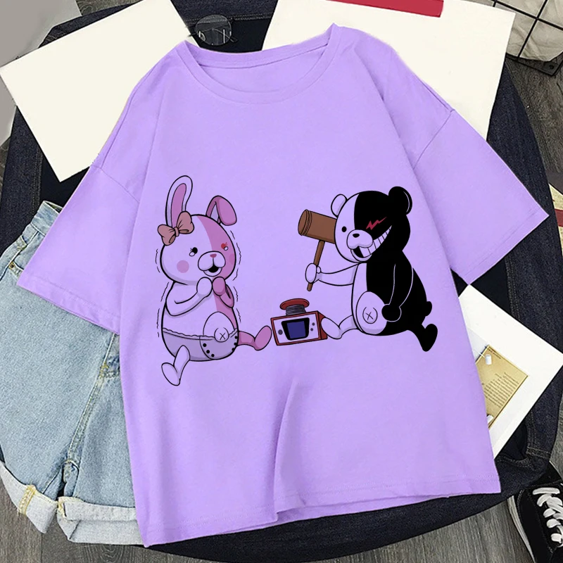 Женская футболка с принтом каваи и аниме девушки фиолетовые Топы в стиле