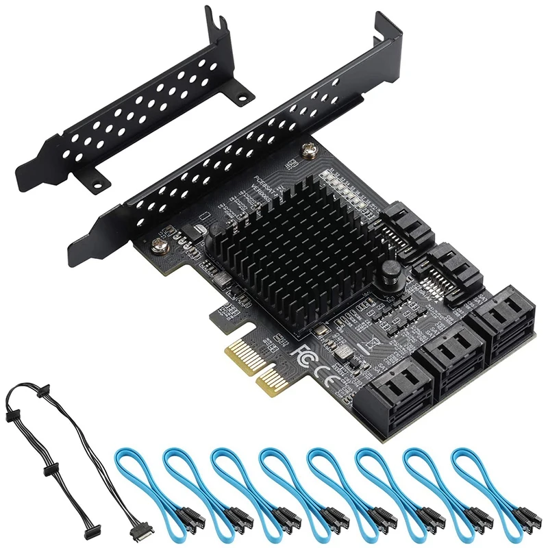 

Плата PCIE SATA 8 портов, карта расширения контроллера PCIe SATA 3,0 6 Гбит/с, плата расширения контроллера PCIe-SATA, порт 8 SATA 3,0 устройства
