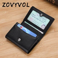 zovyvol 2021 new genuine leather card holder business card name holder bank card holder women men business wallet black package