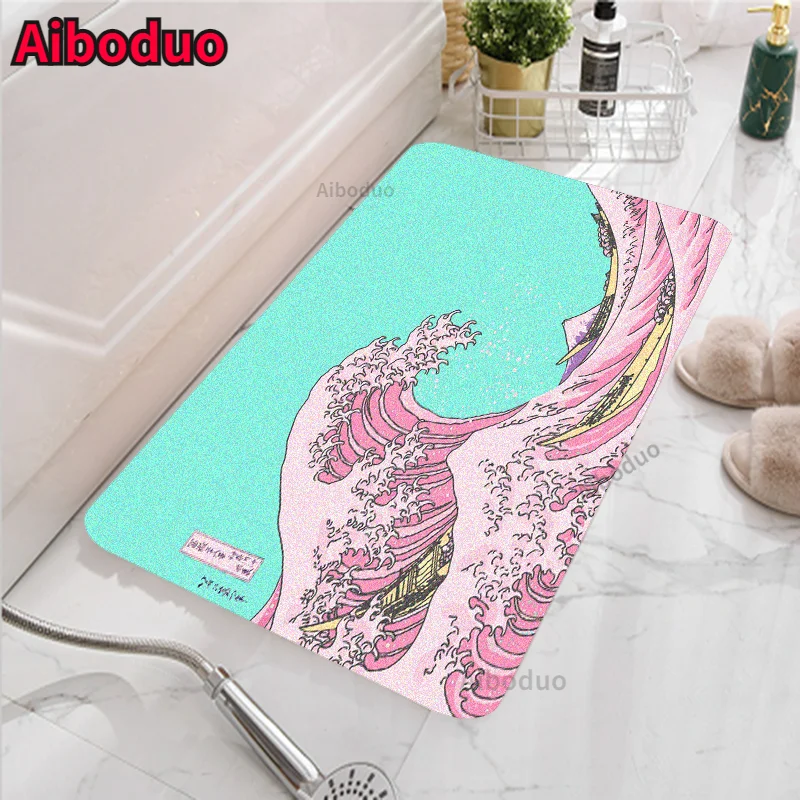 

Doormat Wave Sunrise Bathroom Carpet Set Toilet Mat Set Bathroom Anti-slip Waterproof Carpet Mat 40x60/50x80 Bathroom Carpet Rug