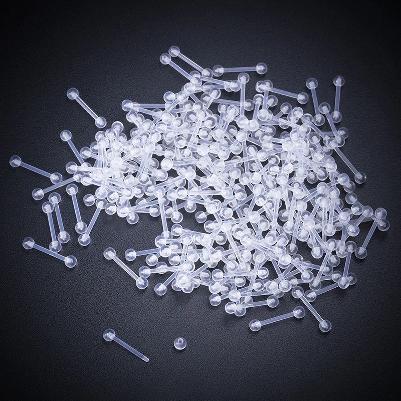 10pcs Clear Acrylic Bar Stud Earring Cartilage Piercing Flexible Lip Ring Prevent Allergy Ear Helix Tragus for Women Jewelry 16G - купить по