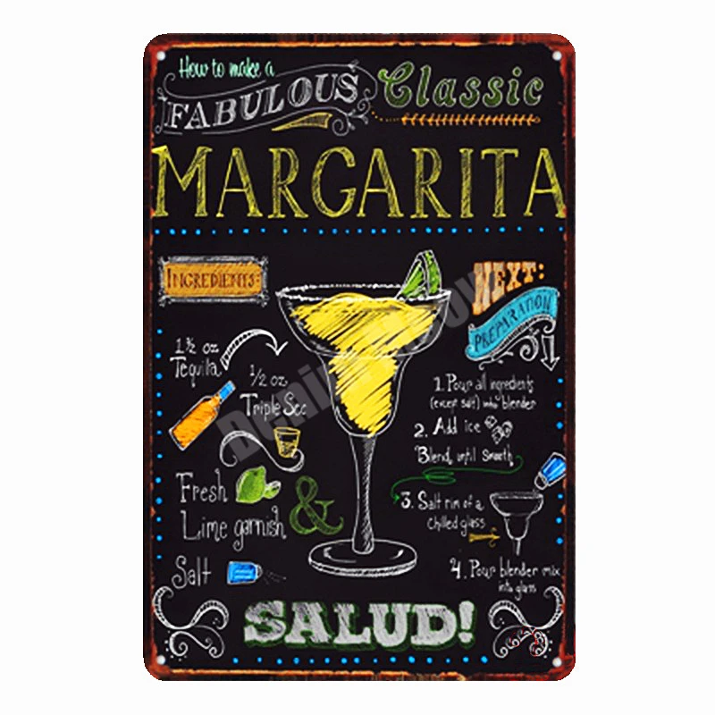 4 Тики Бар открытое летнее пиво Ретро металлические жестяные знаки Mojito мартини Куба LIBRE Коктейльная табличка для бара бар художественные наклейки Настенный декор N082 - Цвет: 4